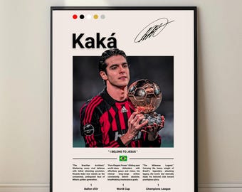 Ricardo Kaka Poster, AC Milan Legend Art, Brazil Soccer Decor, Digital Download