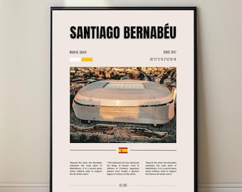 Santiago Bernabeu Poster, Real Madrid Stadium Art, Football Wall Decor, Digital Download