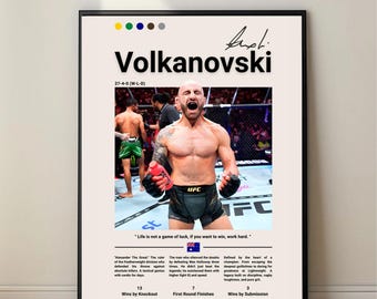 Alexander Volkanovski UFC Poster – MMA Wall Art, Fighter Print, Champion Gift, Digital Download