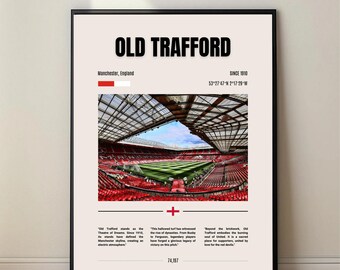 Old Trafford Poster, Manchester United Stadium Art, Man United Wall Decor, Football Digital Download