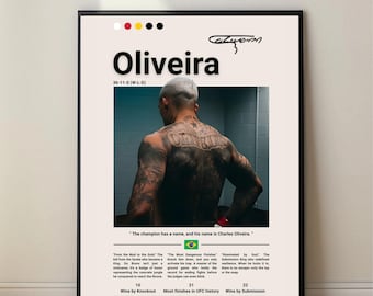 Charles Oliveira UFC Poster – MMA Wall Art, Fighter Print, Champion Gift, Digital Download