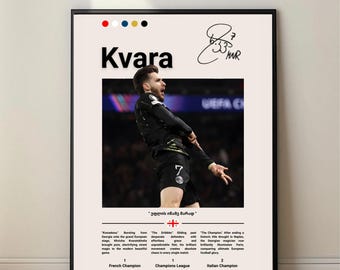 Khvicha Kvaratskhelia Poster, PSG Football Art, Kvaradona Soccer Decor, Digital Download