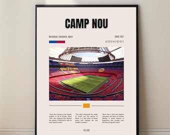 Camp Nou Stadium Poster, FC Barcelona Art, Football Wall Decor (Digital Download)