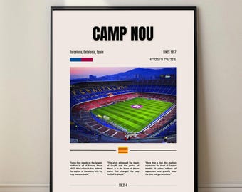 Camp Nou Poster, FC Barcelona Stadium Art, Barcelona Football Wall Decor, Digital Download