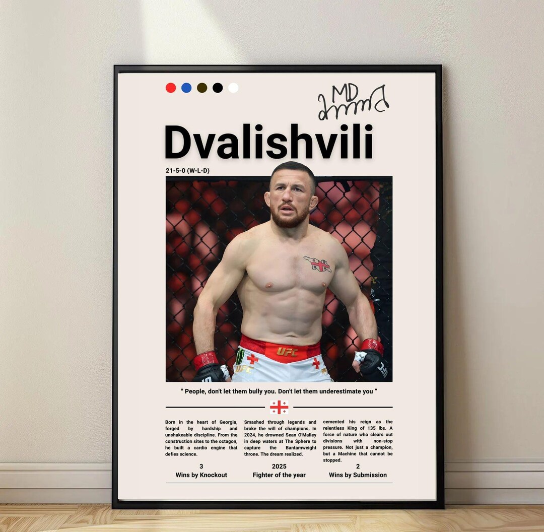 Merab Poster Merab Dvalishvili UFC Poster – MMA Wall Art, Fighter Print, Champion ...
