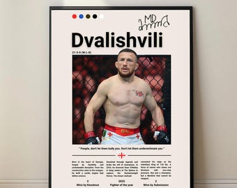Merab Dvalishvili UFC Poster – MMA Wall Art, Fighter Print, Champion Gift, Digital Download