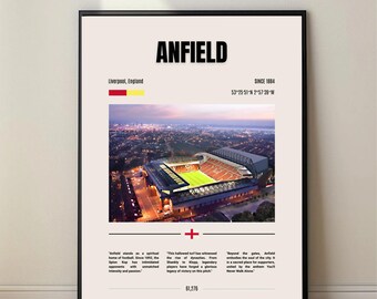 Anfield Poster, Liverpool Stadium Art, Liverpool FC Wall Decor, Football Digital Download