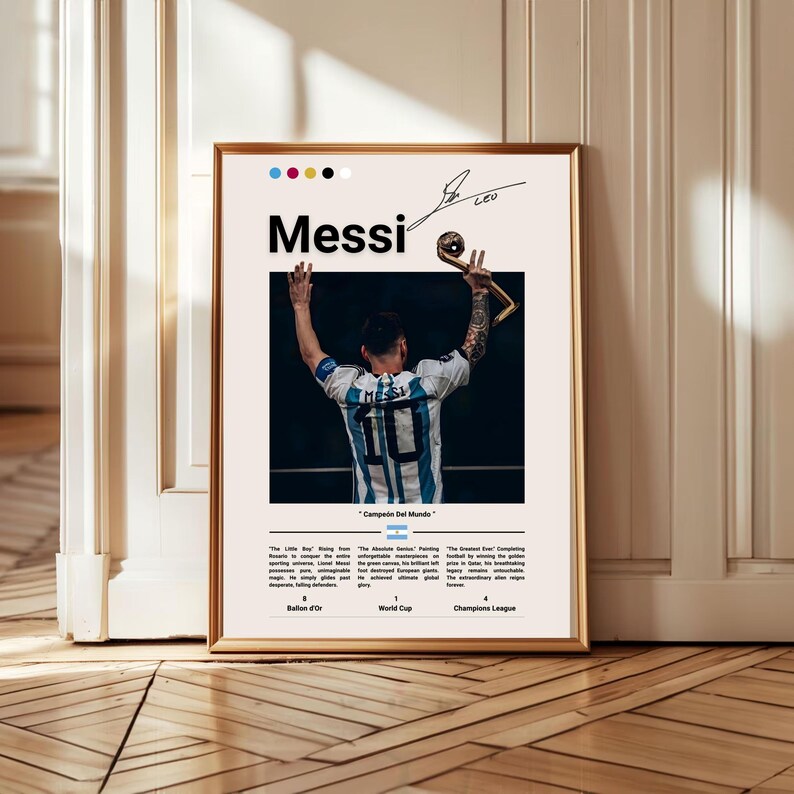 Lionel Messi Poster, Football Legend Art, Argentina Soccer Decor ...