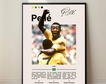 Pele Poster, Brazilian Football Legend Art, Soccer Wall Decor, Digital Download