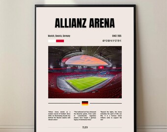 Allianz Arena Poster, Bayern Munich Stadium Art, Football Wall Decor, Digital Download