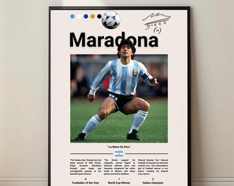 Diego Maradona Poster, Football Legend Art, Argentina Soccer Decor, Digital Download