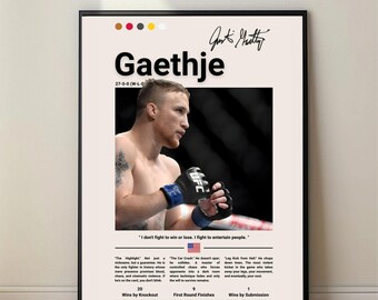 Justin Gaethje UFC Poster – MMA Wall Art, Fighter Print, Champion Gift, Digital Download