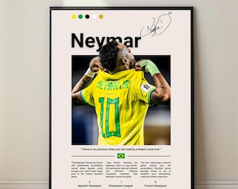 Neymar Jr Poster, Brazilian Football Art, Soccer Wall Decor, Digital Download