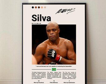 Anderson Silva UFC Poster – MMA Wall Art, Fighter Print, Champion Gift, Digital Download