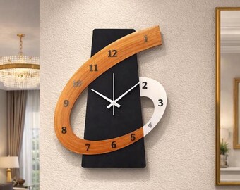 Modern Black Metal Wall Clock – Silent Nordic Design with Arabic Numerals