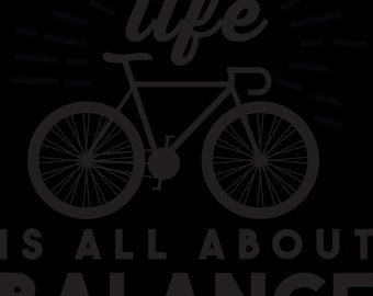 All About Balance Wall Art – Minimalist Bicycle & Inspirational Quote Print for Home Office Decor