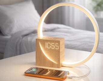 Sunrise Alarm Clock, Wake Up Light, White Noise Sleep Aid, Bedside Lamp, USB Charger