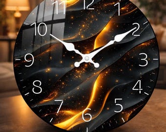 20 Inch Big Wall Clock, Analog Wooden with Marble Texture, Non-Ticking (Battery Operated)