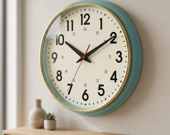 Vintage Metal Wall Clock: Retro Countryside Style, Silent Non-Ticking, Large Kitchen Decor