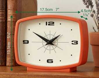 Mid Century Modern Acrylic Desk Clock, Retro Minimalist Tabletop Timepiece