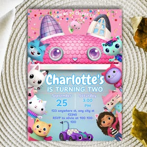 Printable Gabby's Dollhouse Birthday Invitation Editable Gabby's Kids Birthday Party Template Editable Digital Download Girl Birthday Invite