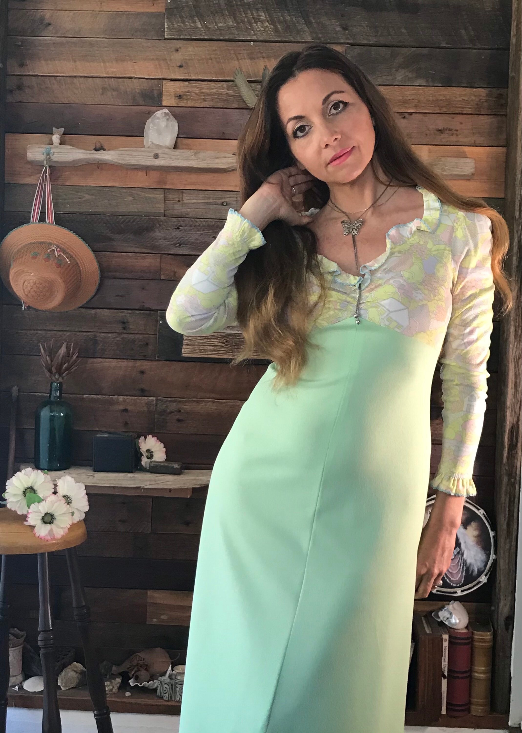 1960s Mint Green Empire Waist Dress, Pastel Cottage Print Bodice - Etsy UK 1960s Mint Green Empire Waist Dress, Pastel Cottage Print Bodice - Etsy UK