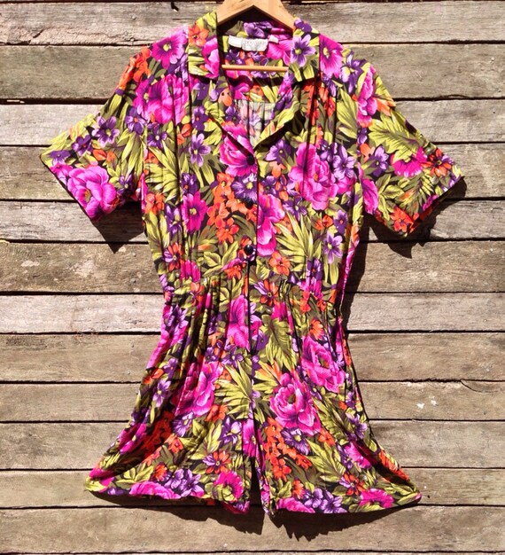1980's Floral Jumpsuit Skort Dress