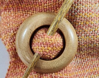 Mango Wood Shawl Pin, 6" Hair Stick with 2.5" Circle Base