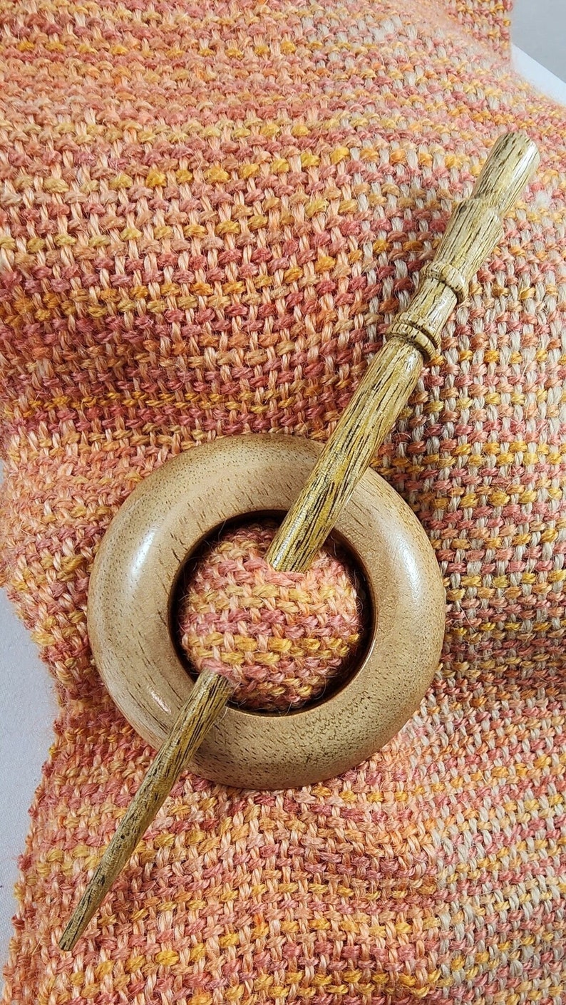 Rosewood or Mango-Wood Shawl Pin with 2.5 Circle Base/ Hair Stick, For You to Embellish or Enjoy for It's Simple Beauty Mango Wood