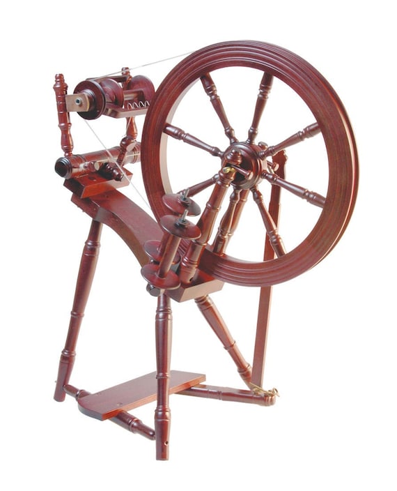 Kromski Prelude Saxony Spinning Wheel: Mahogany Finish, Travel Size for Small Spaces