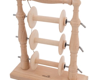 Vertical Tensioned Lazy Kate Compliments Kromski Spinning Wheels, Holds up to 3 bobbins, Compact & Portable, Unstained/Unfinished