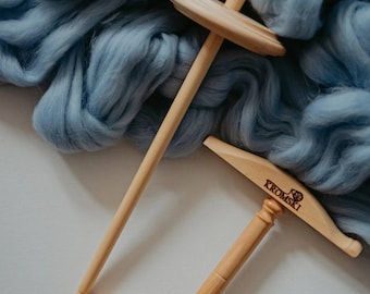 Kromski Drop Spindle Kit: Merino Combed Top and Niddy-Noddy