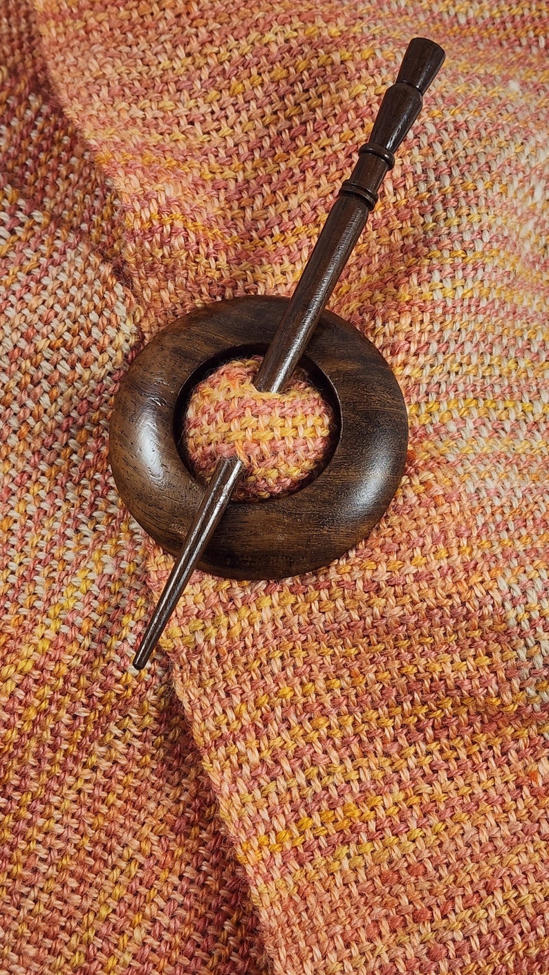 Rosewood or Mango-Wood Shawl Pin with 2.5 Circle Base/ Hair Stick, For You to Embellish or Enjoy for It's Simple Beauty Rosewood