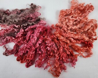 Fine Kid-Grade Mohair Locks in Fire and Embers Shades of Warm Orange, Light Red, & Cocoa Brown, Perfect for Dragons, Dolls, and Decorating