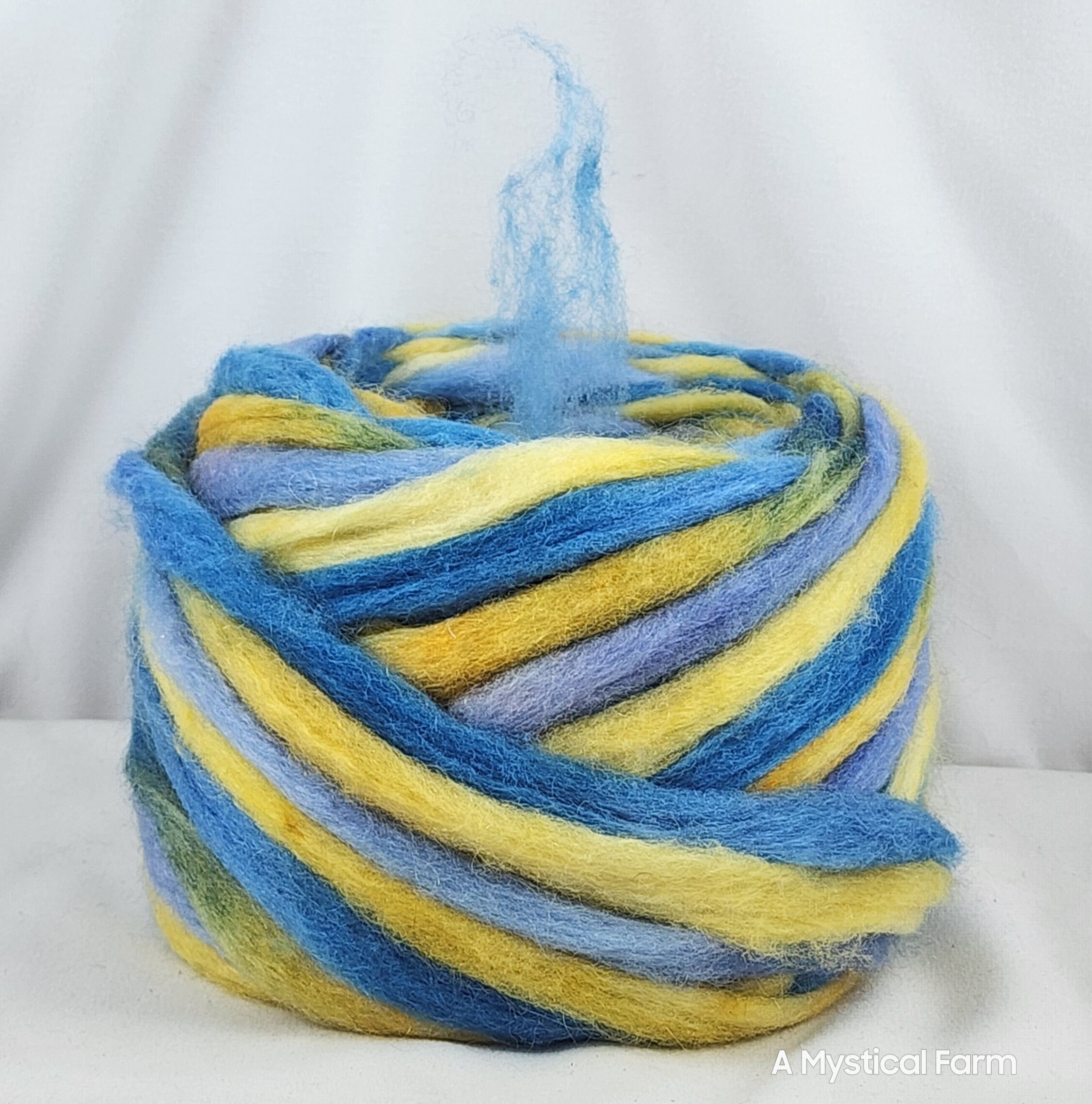 Kid-grade Mohair Romeldale Wool Roving in Sunshine by the
