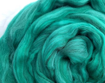 Merino Combed Top Spinning & Felting Fiber in Blended Shades of Teal Green