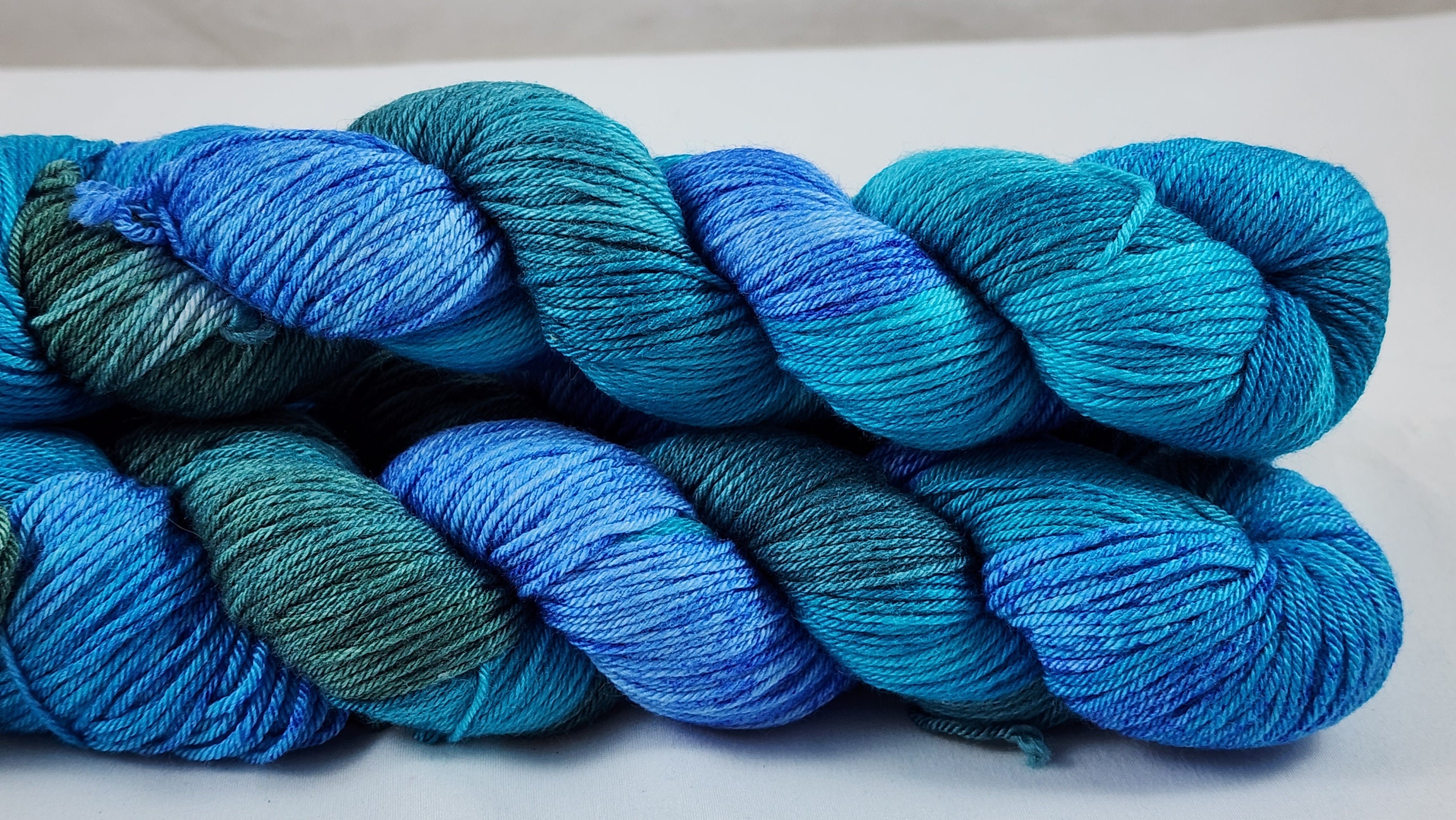 Merino Bamboo & Silk Sock Yarn, A Luxury Blend in Shades of Blues, Teal, and Green