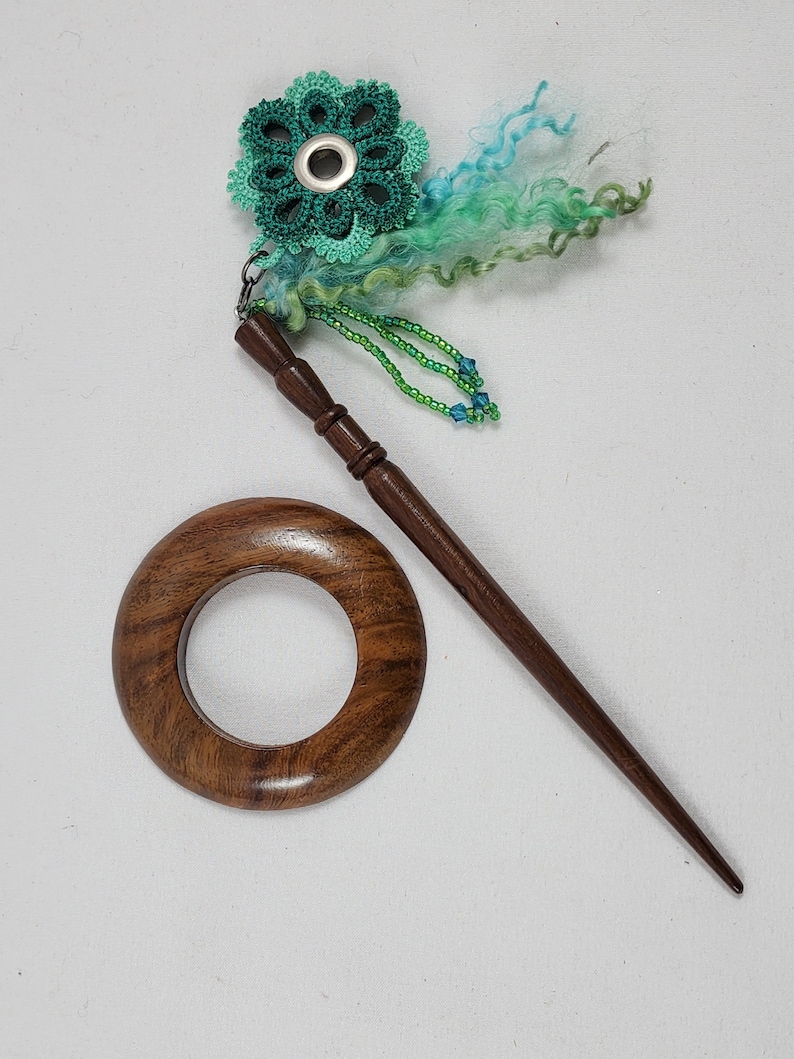 Rosewood or Mango-Wood Shawl Pin with 2.5 Circle Base/ Hair Stick, For You to Embellish or Enjoy for It's Simple Beauty image 4