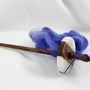Top Whorl Drop Spindle with Silvery White Swirls and an Acacia Wood Whorl, A Very Elegant and Lovely Method to Create Your Own Special Yarn