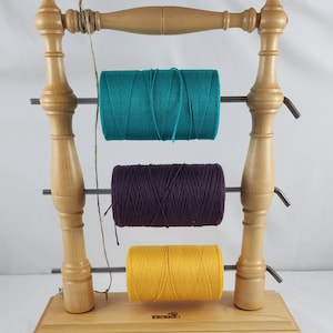 Vertical Tensioned Lazy Kate or Spool Holder, Compliments Kromski Spinning Wheels, Holds up to 3 bobbins, In Clear-coat Sealer Finish