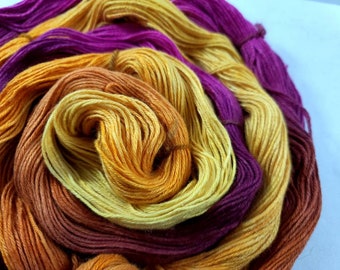 Yak/Silk Luxury Yarn Pumpkin Spice & Everything Nice with Dark Roses, Golden Poppies, Spiced Cider and lots of Sunshine