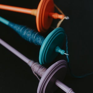 An Array of Colorful Drop Spindle Options! High Quality Top Whorl Drop Spindles Handcrafted by Kromski