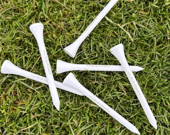 Personalisierte Golf Tees 70 mm (2 3/4 ") Weiß | Individuell gravierte Golf Tees | Name oder Text | Einzigartiges Golf Geschenk | Set von Tees