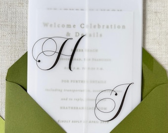 Personalized Wedding Invitation Vellum Wraps , Translucent Wedding Invitation Jackets, Vellum Wedding Invitation DIY Invitation Accessories