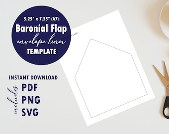 Baronial Flap Invitation Envelope Liner Template, 5x7 Envelope Liner Printable, Liners for Wedding Invitations Print at Home Pointed