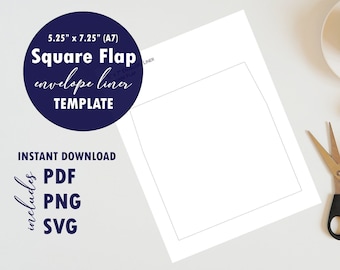 5x7 Square Flap Envelope Liner Template (SVG, PNG, PDF)