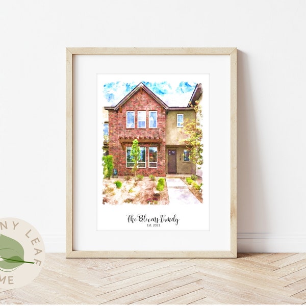 Christmas Gift for New Home Owner, Real Estate Client Gifts, House Sketch, Home Painting Framed, Printable Home Portrait