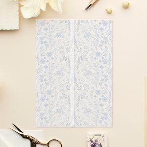 Vellum Wedding Invitation Wraps, Jackets for Invitations with Initials, Toile De Jouy Vintage Pattern, French Blue Floral Vellum Wrap