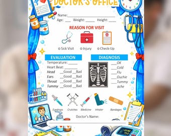Pretend Play Notizblock für Kinder | Rolle spielen druckbare digitale Download, Arztbrief