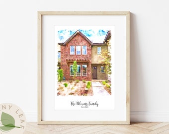 Christmas Gift for New Home Owner, Real Estate Client Gifts, House Sketch, Home Painting Framed, Printable Home Portrait